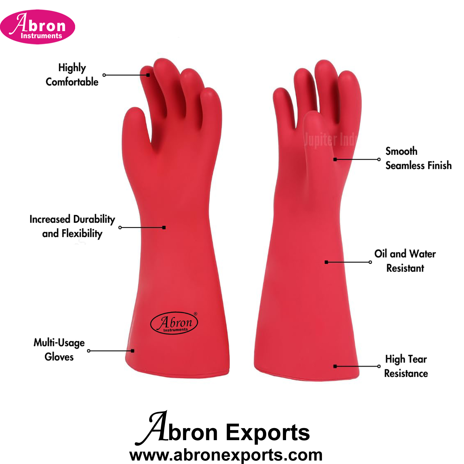 Glove Insulated Hand Gloves 15Kv Double Laminated Rubber Electrical Red 14 inch Safety Gloves 10 Pair Abron AG-554H15K 